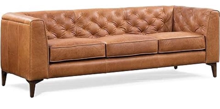 Poly & BARK Essex Leather Couch – 89-Inch Sofa with Tufted Back image