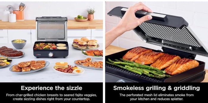 Ninja GR101 Sizzle Smokeless Indoor Grill & Griddle, 14'' Interchangeable Nonstick Plates image